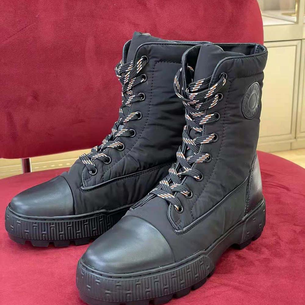 Hermes Women Fresh Ankle Boot in Quilted Parachute Fabric and Calfskin with Rubber Sole - image 4