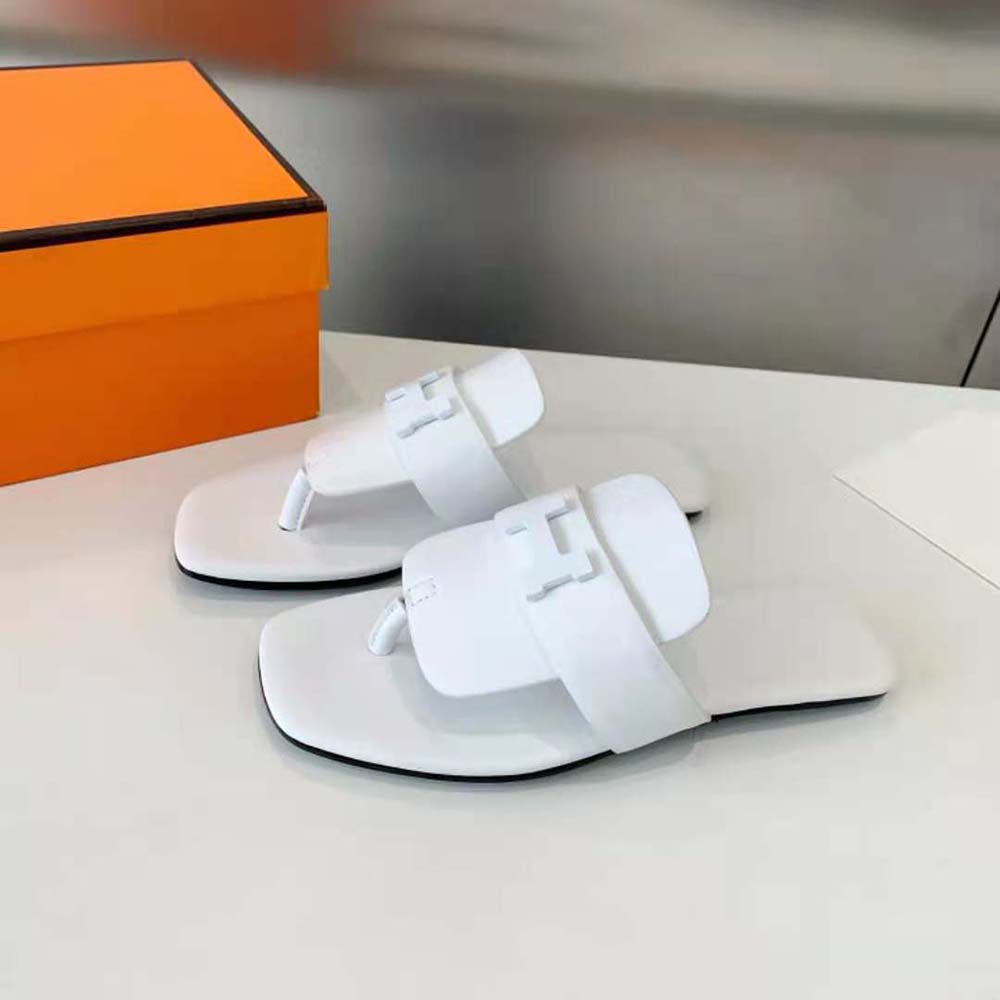 Hermes Women Galerie Sandal in Calfskin-White - image 4