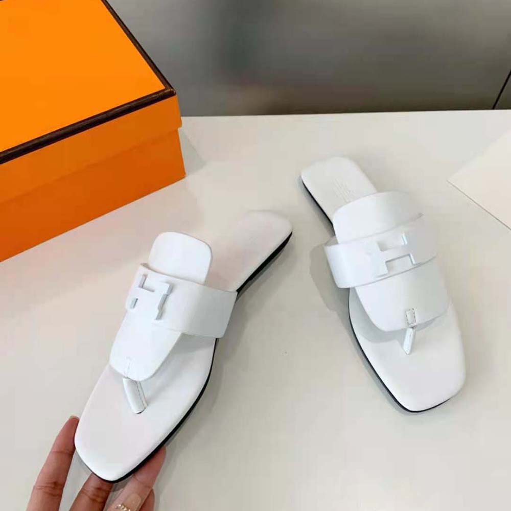 Hermes Women Galerie Sandal in Calfskin-White - image 8