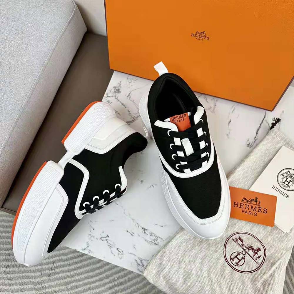 Hermes Women Giga Sneaker in Mesh Pique and Calfskin-Black - image 6