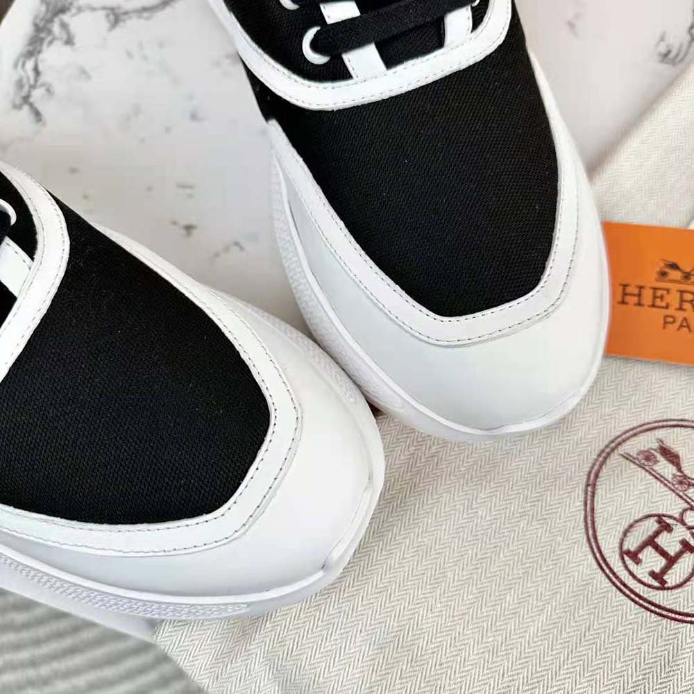 Hermes Women Giga Sneaker in Mesh Pique and Calfskin-Black - image 9