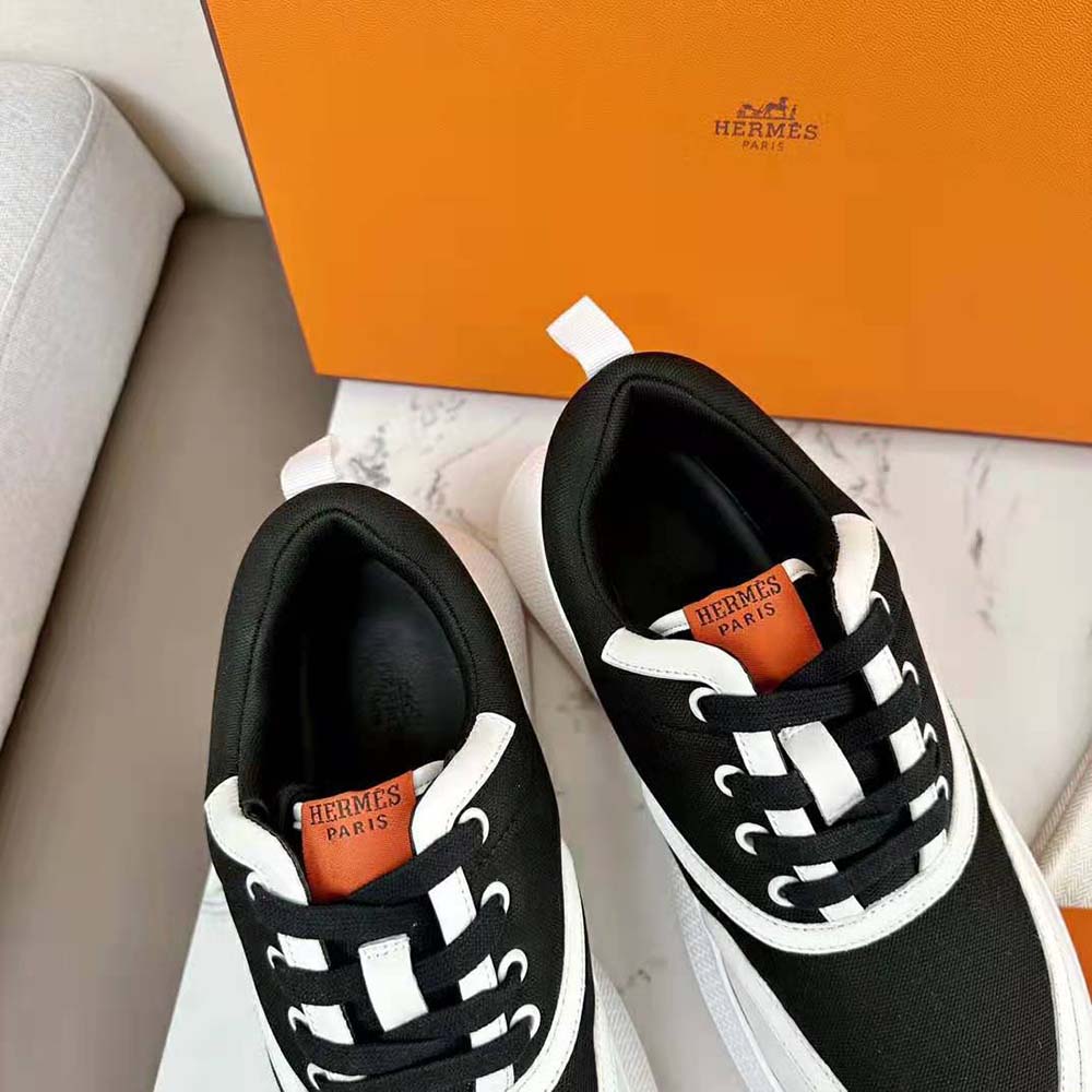 Hermes Women Giga Sneaker in Mesh Pique and Calfskin-Black - image 8