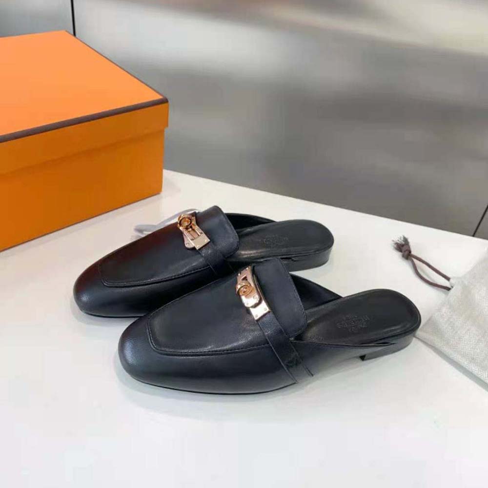 Hermes Women OZ Mule in Black Calfskin Leather - image 4