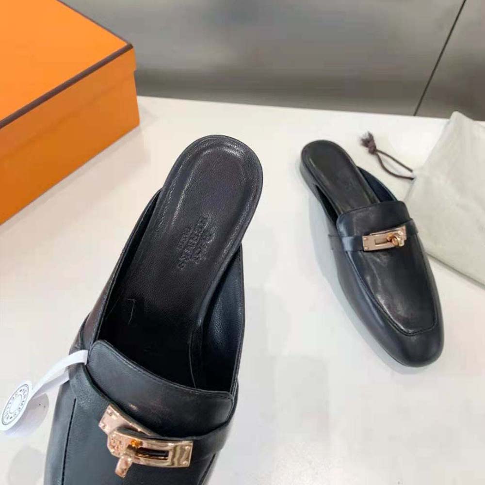 Hermes Women OZ Mule in Black Calfskin Leather - image 9