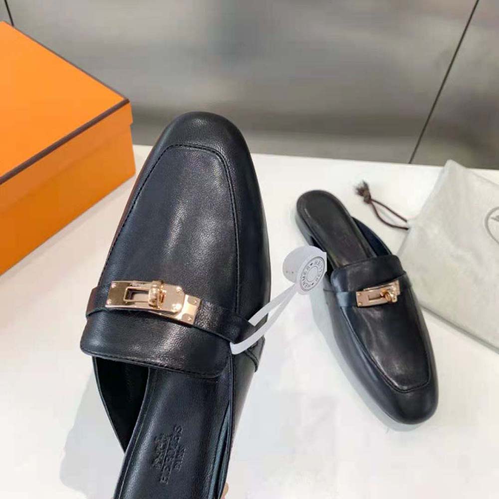 Hermes Women OZ Mule in Black Calfskin Leather - image 8