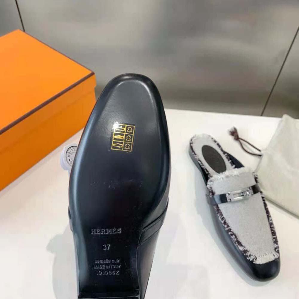 Hermes Women OZ Mule in Calfskin Leather-Black - image 10