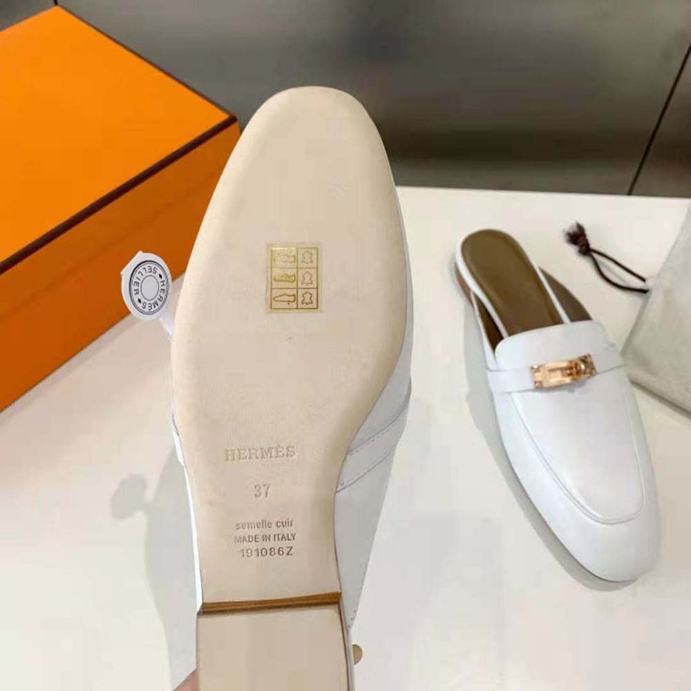 Hermes Women OZ Mule in Calfskin Leather-White - image 10