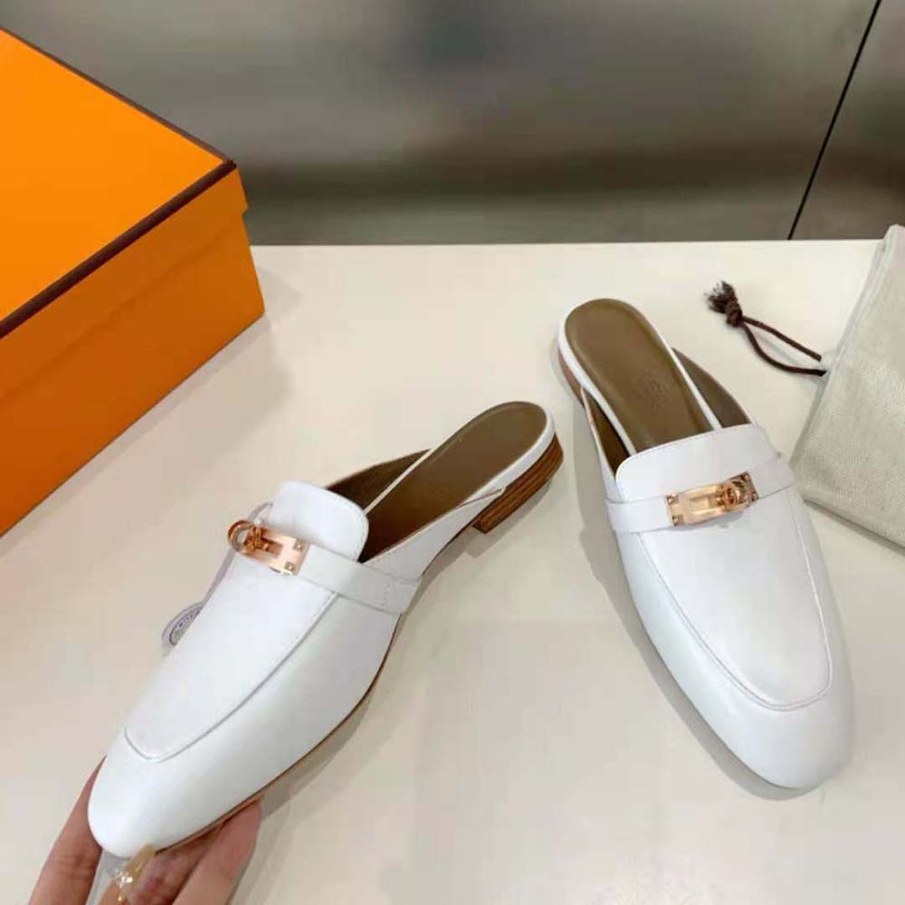 Hermes Women OZ Mule in Calfskin Leather-White - image 7