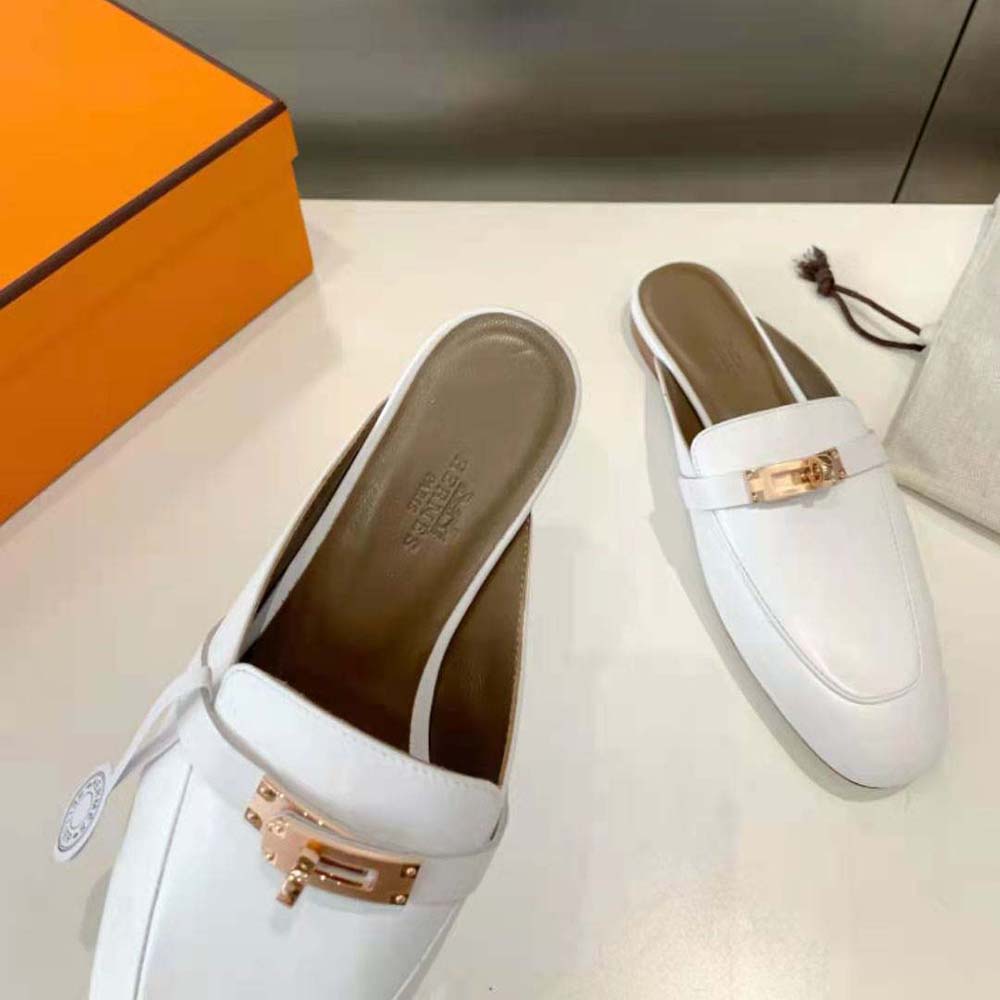 Hermes Women OZ Mule in Calfskin Leather-White - image 8