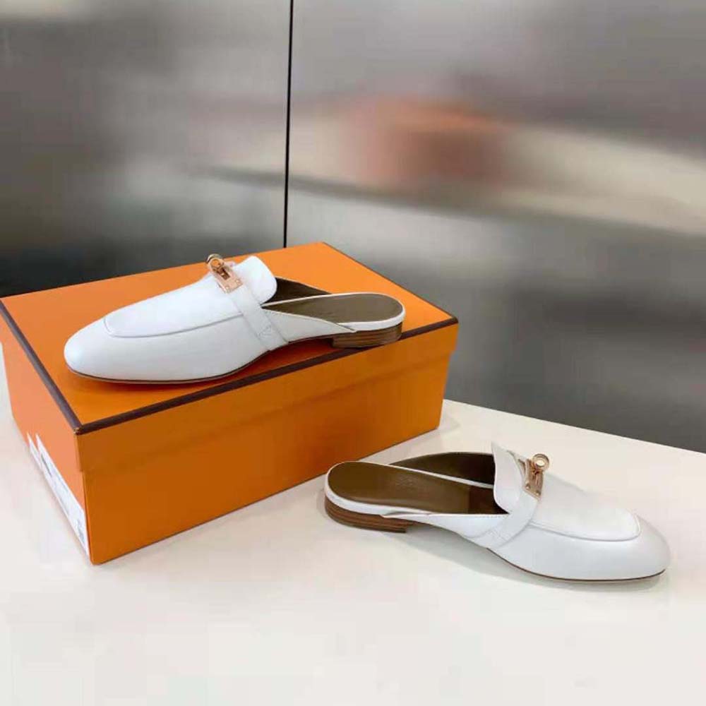 Hermes Women OZ Mule in Calfskin Leather-White - image 5