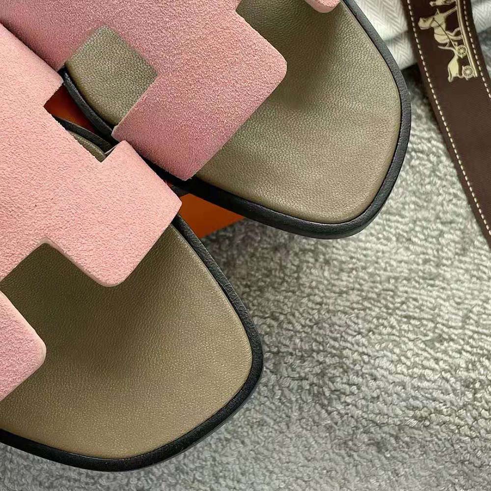 Hermes Women Oran Sandal in Suede Goatskin-Rose - image 6