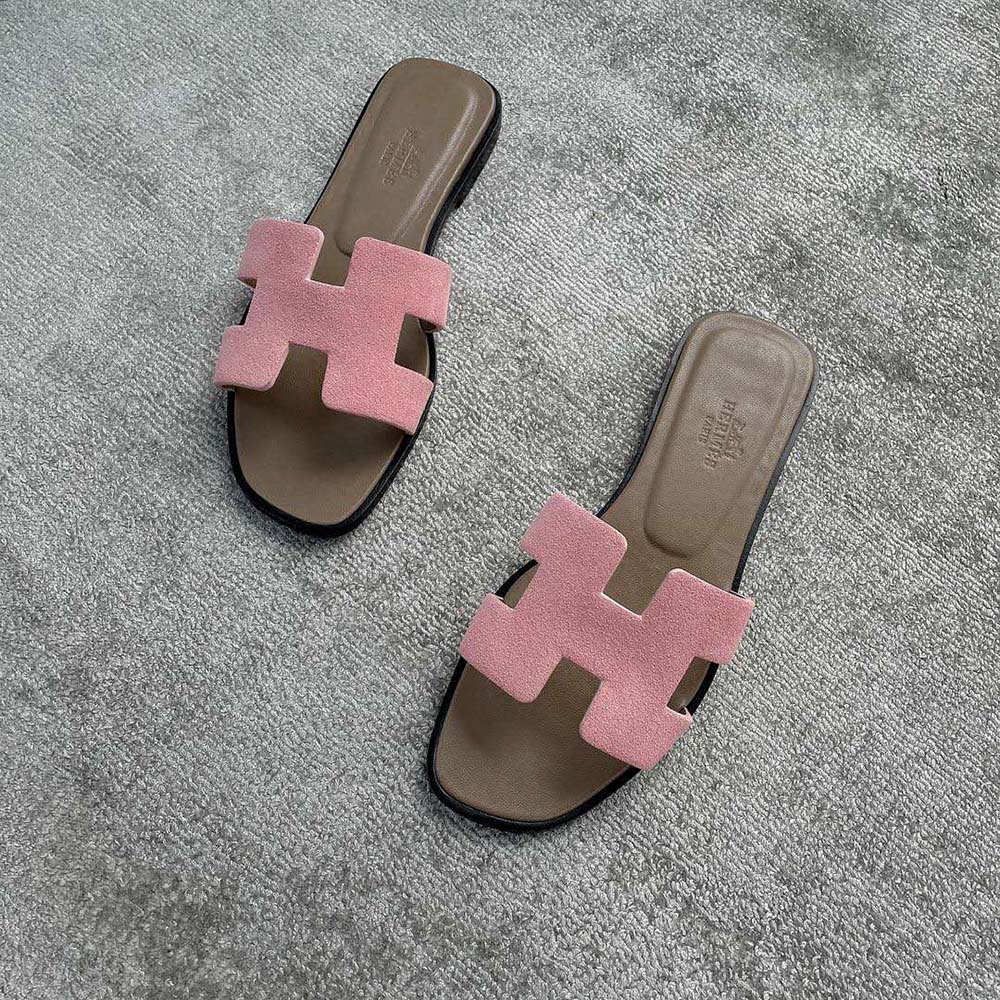 Hermes Women Oran Sandal in Suede Goatskin-Rose - image 4