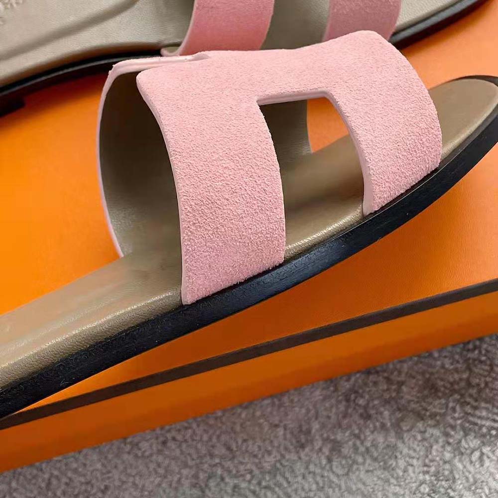 Hermes Women Oran Sandal in Suede Goatskin-Rose - image 8