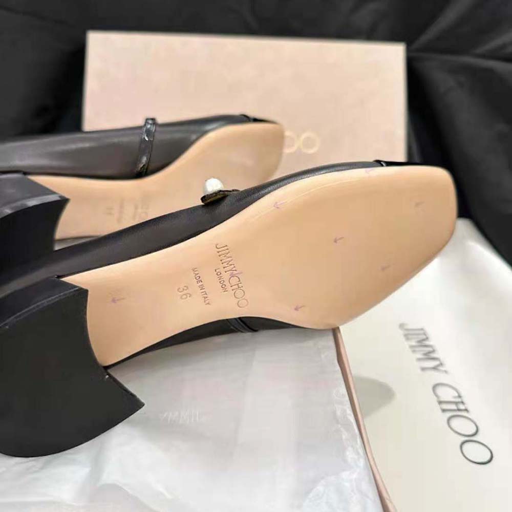 Jimmy Choo Women Elisa 45 Black Nappa and Patent Leather Pumps - image 10