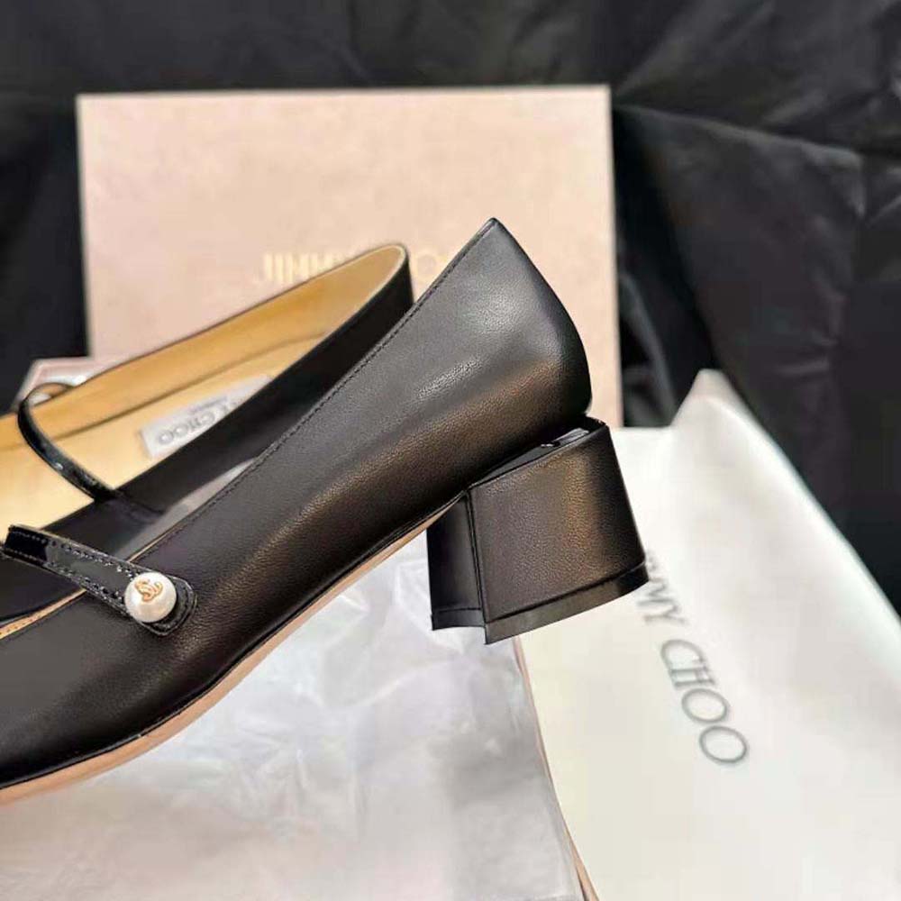 Jimmy Choo Women Elisa 45 Black Nappa and Patent Leather Pumps - image 8