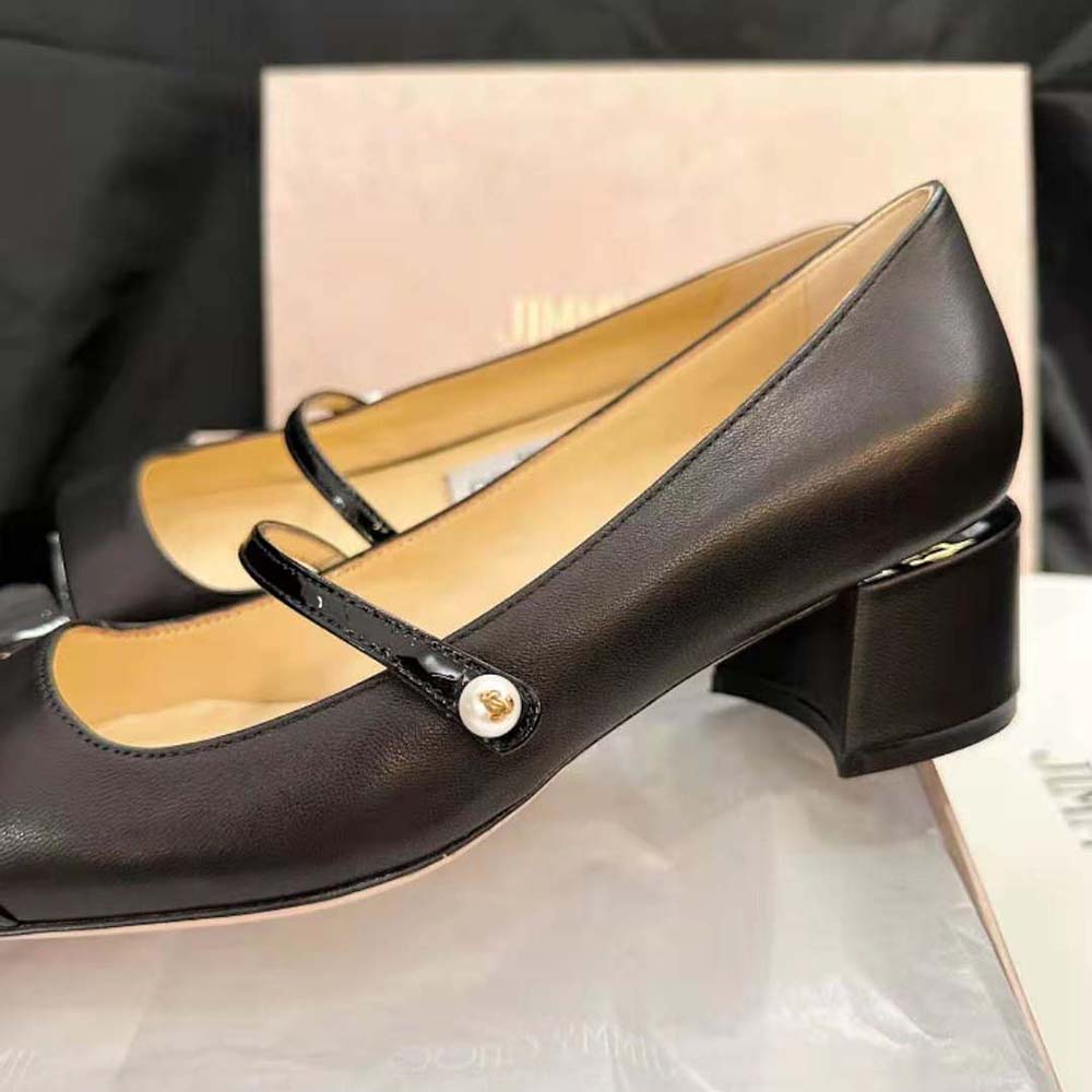 Jimmy Choo Women Elisa 45 Black Nappa and Patent Leather Pumps - image 7