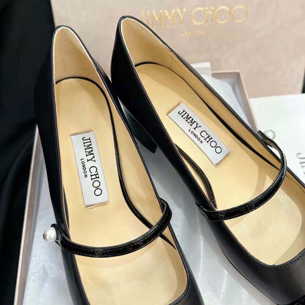 Jimmy Choo Women Elisa 45 Black Nappa and Patent Leather Pumps - image 9