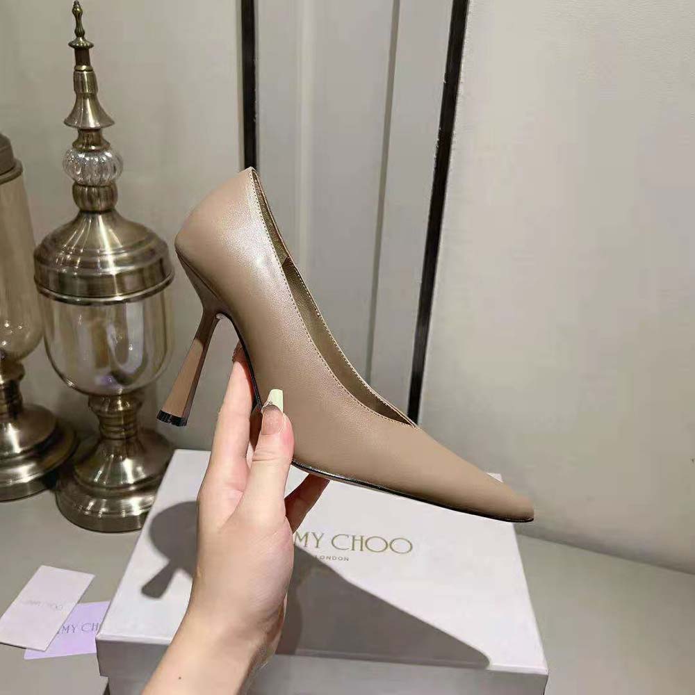 Jimmy Choo Women Maryanne 100 Biscuit Calf Leather Pointed-Toe Pumps - image 9