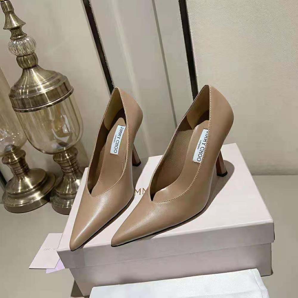 Jimmy Choo Women Maryanne 100 Biscuit Calf Leather Pointed-Toe Pumps - image 4
