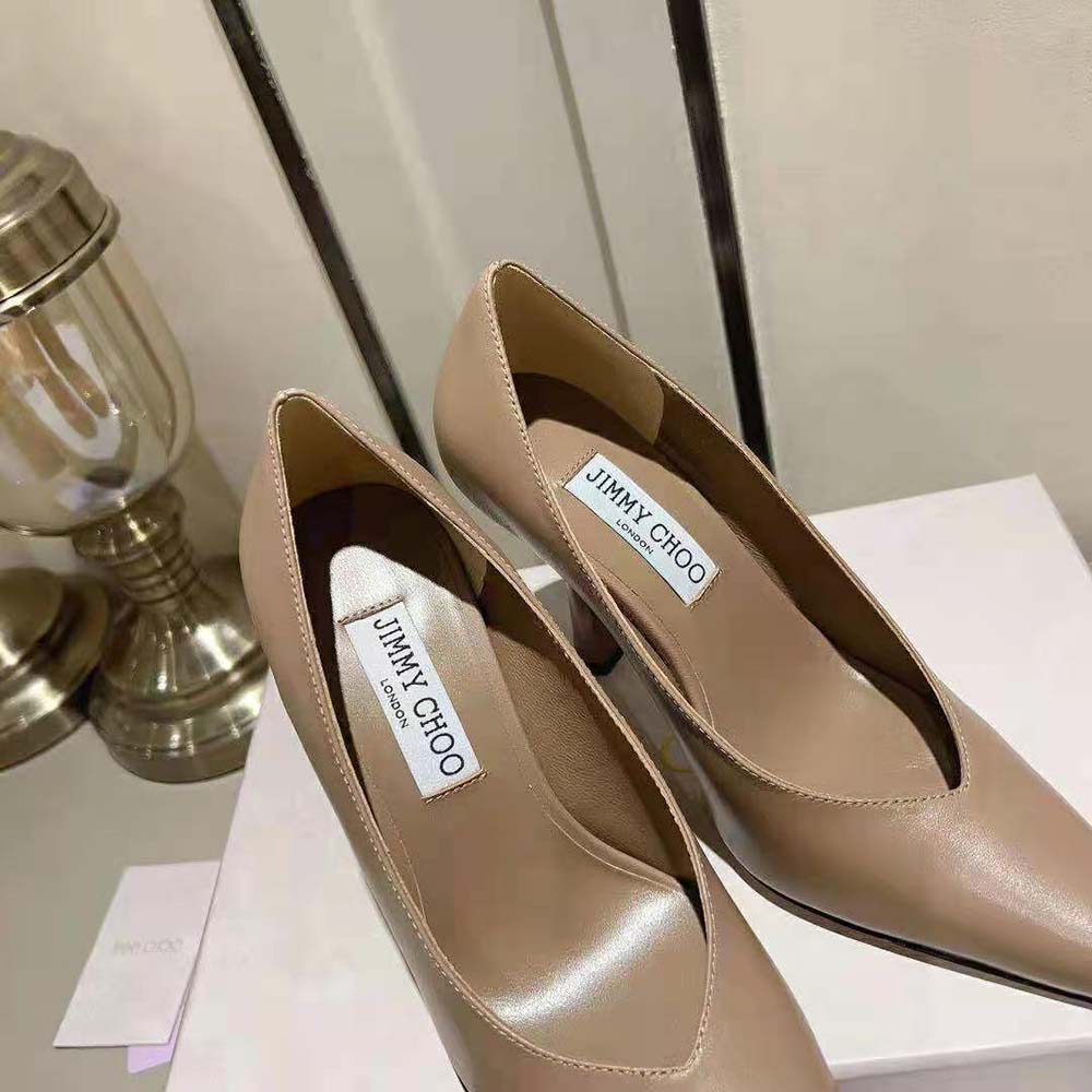 Jimmy Choo Women Maryanne 100 Biscuit Calf Leather Pointed-Toe Pumps - image 7