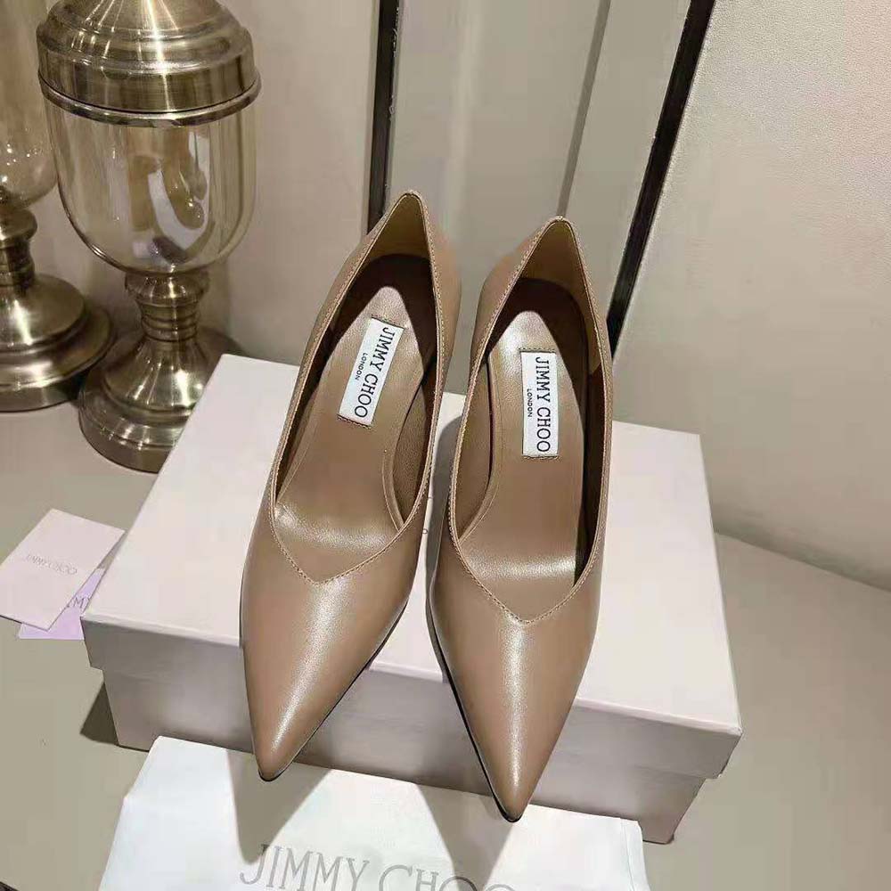 Close-up of pointed toe on Jimmy Choo Women Maryanne 100 pumps