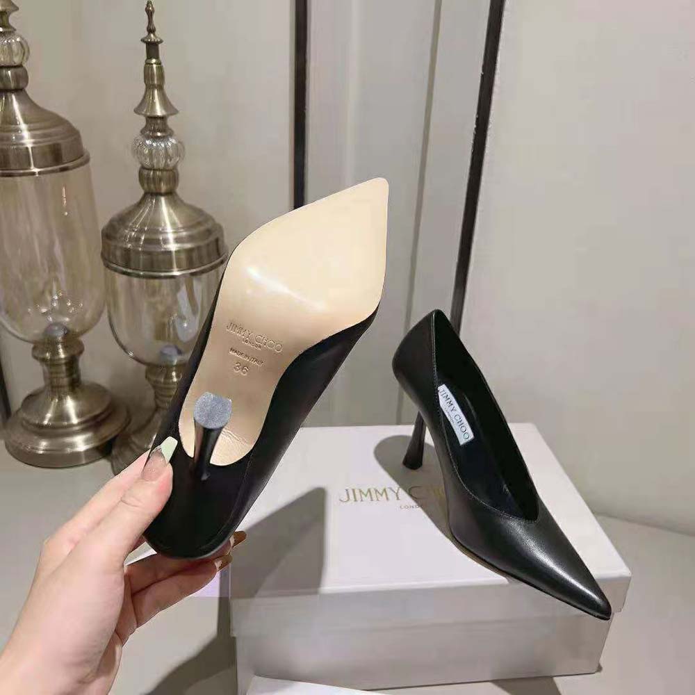 Jimmy Choo Women Maryanne 100 Black Calf Leather Pointed-Toe Pumps - image 10