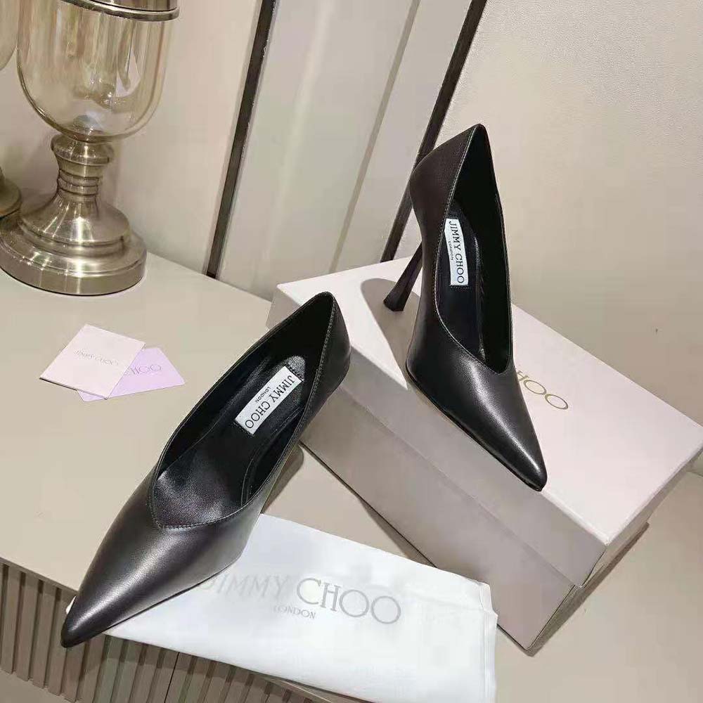 Jimmy Choo Women Maryanne 100 Black Calf Leather Pointed-Toe Pumps - image 6