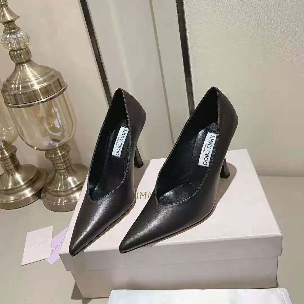 Jimmy Choo Women Maryanne 100 Black Calf Leather Pointed-Toe Pumps - image 4