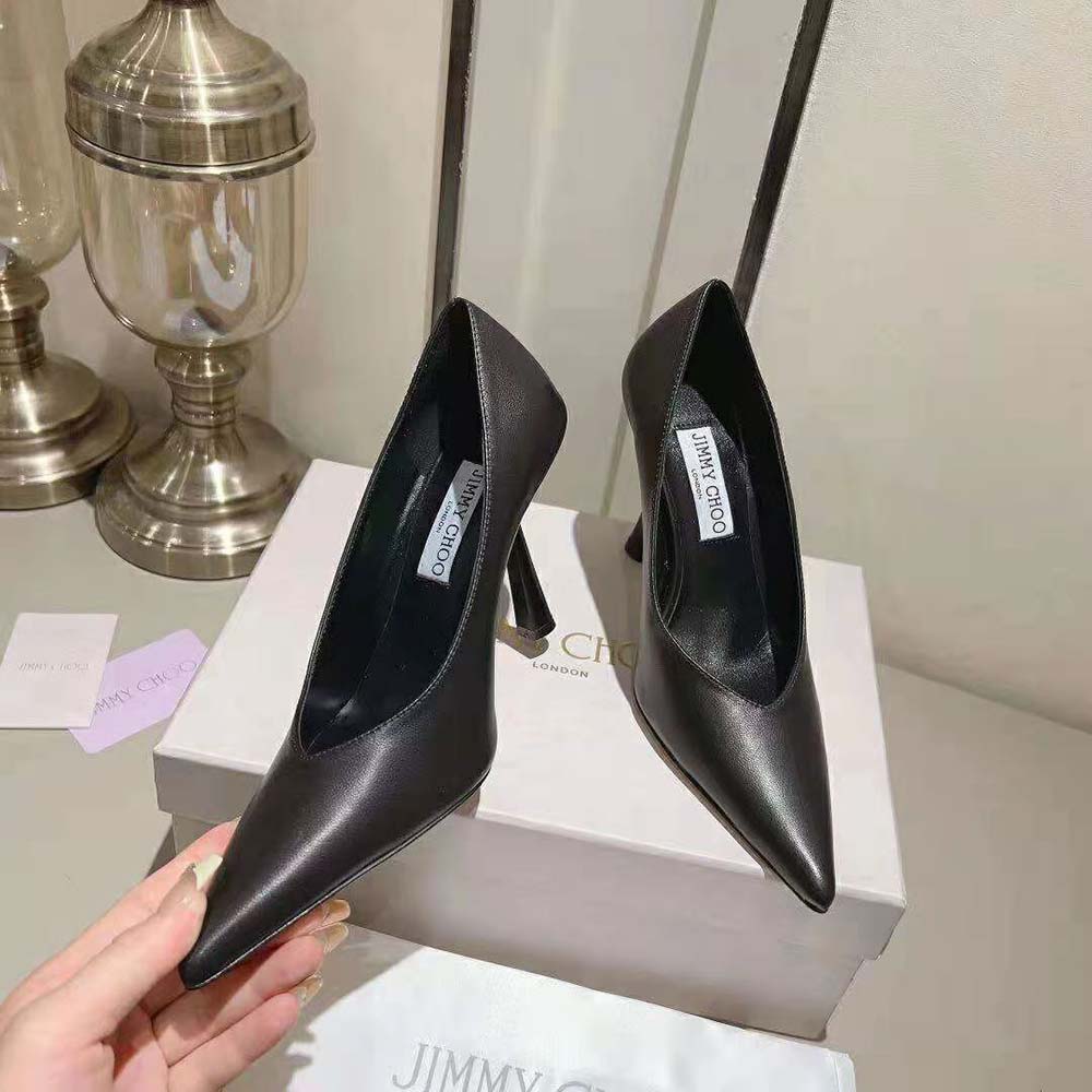 Jimmy Choo Women Maryanne 100 Black Calf Leather Pointed-Toe Pumps - image 5