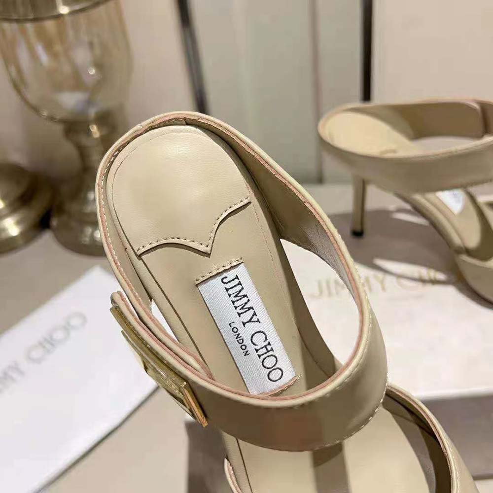 Jimmy Choo Women Nell Mule 85 Taupe Calf Leather Mules - image 8