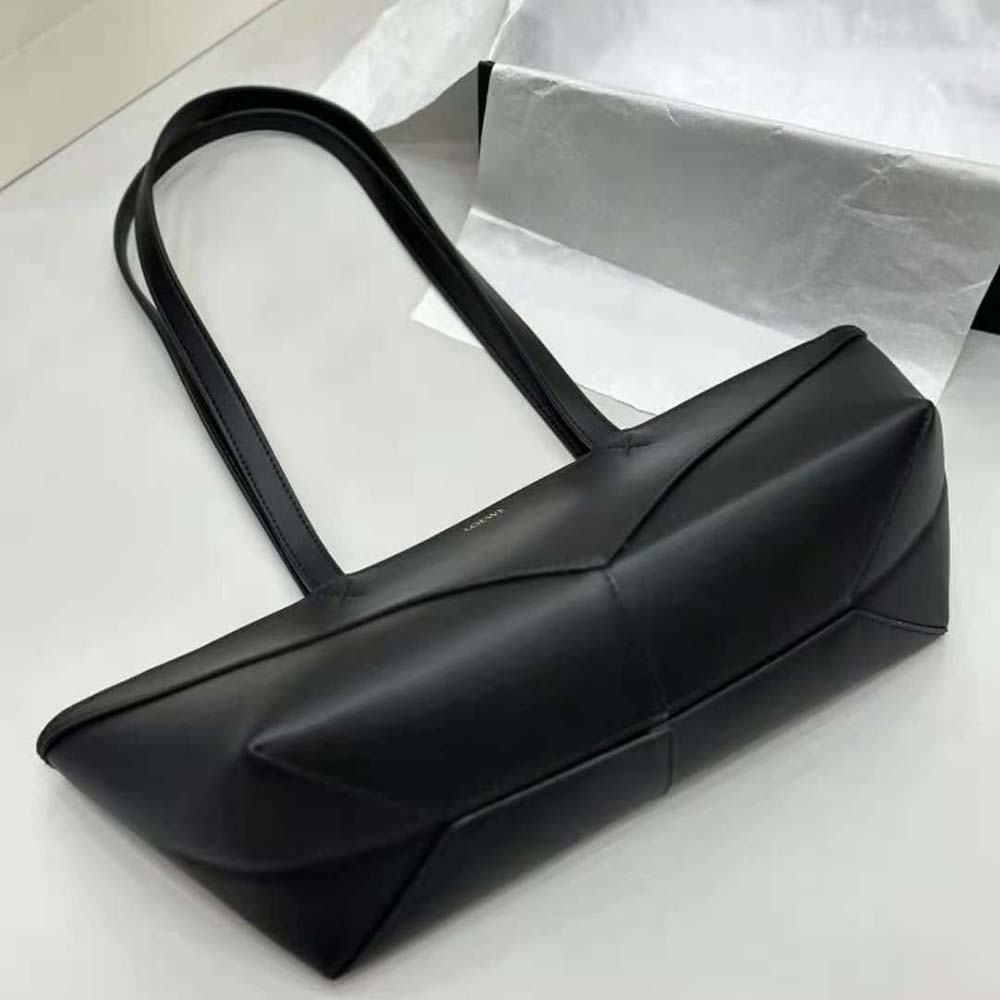 Loewe Women Cropped Puzzle Fold Bag in Shiny Calfskin-Black - image 4