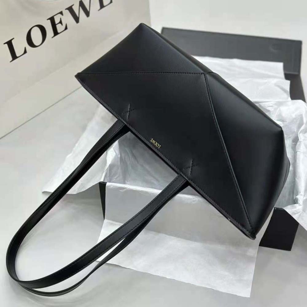Loewe Women Cropped Puzzle Fold Bag in Shiny Calfskin-Black - image 5