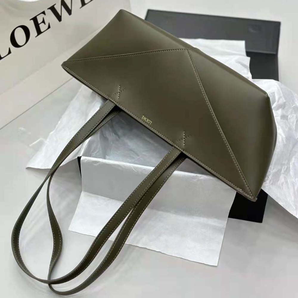 Loewe Women Cropped Puzzle Fold Bag in Shiny Calfskin-Green - image 5