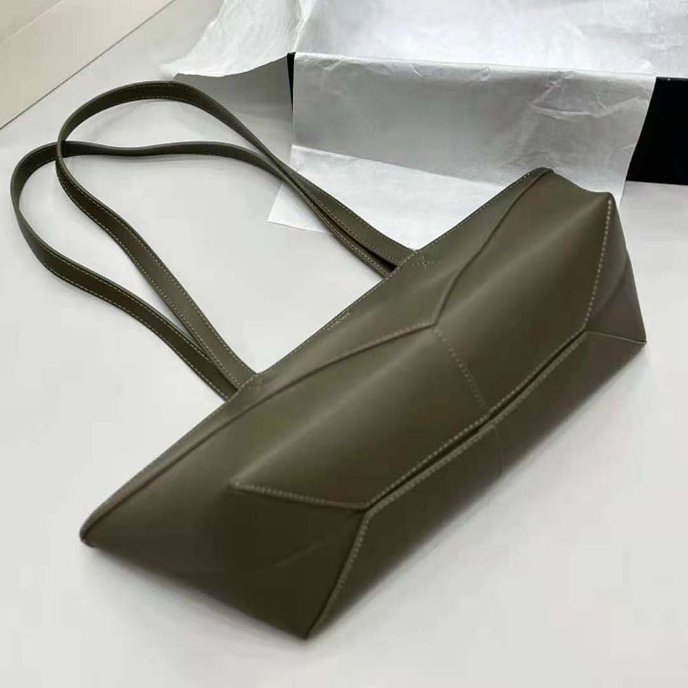 Loewe Women Cropped Puzzle Fold Bag in Shiny Calfskin-Green - image 4