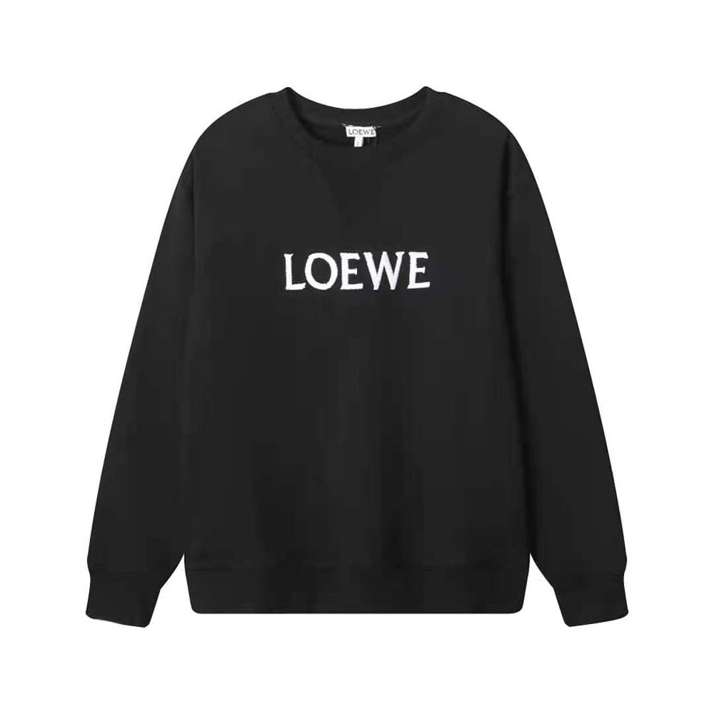 Front view of Loewe Men Regular Fit Sweatshirt in Cotton-Black