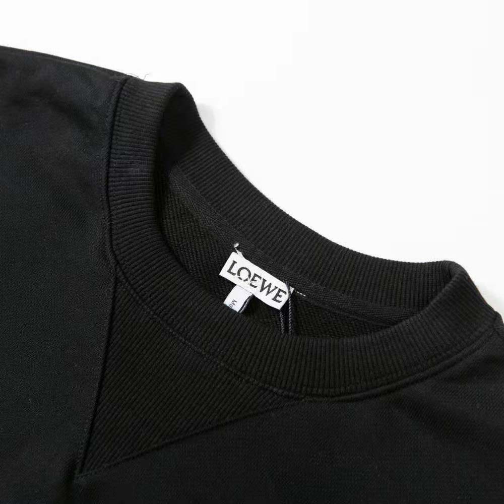Side angle showing ribbed cuff detail on Loewe cotton sweatshirt