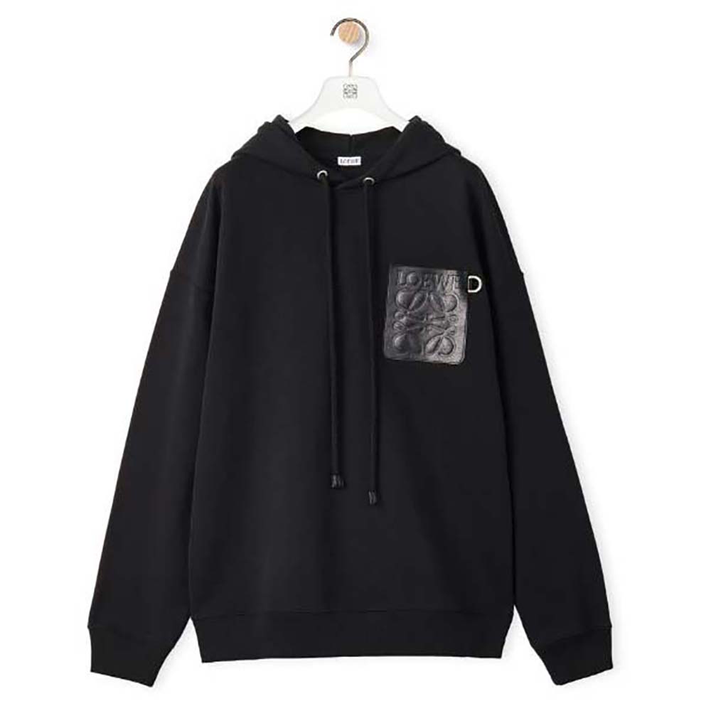 Loewe Men Relaxed Fit Hoodie in Cotton-Black