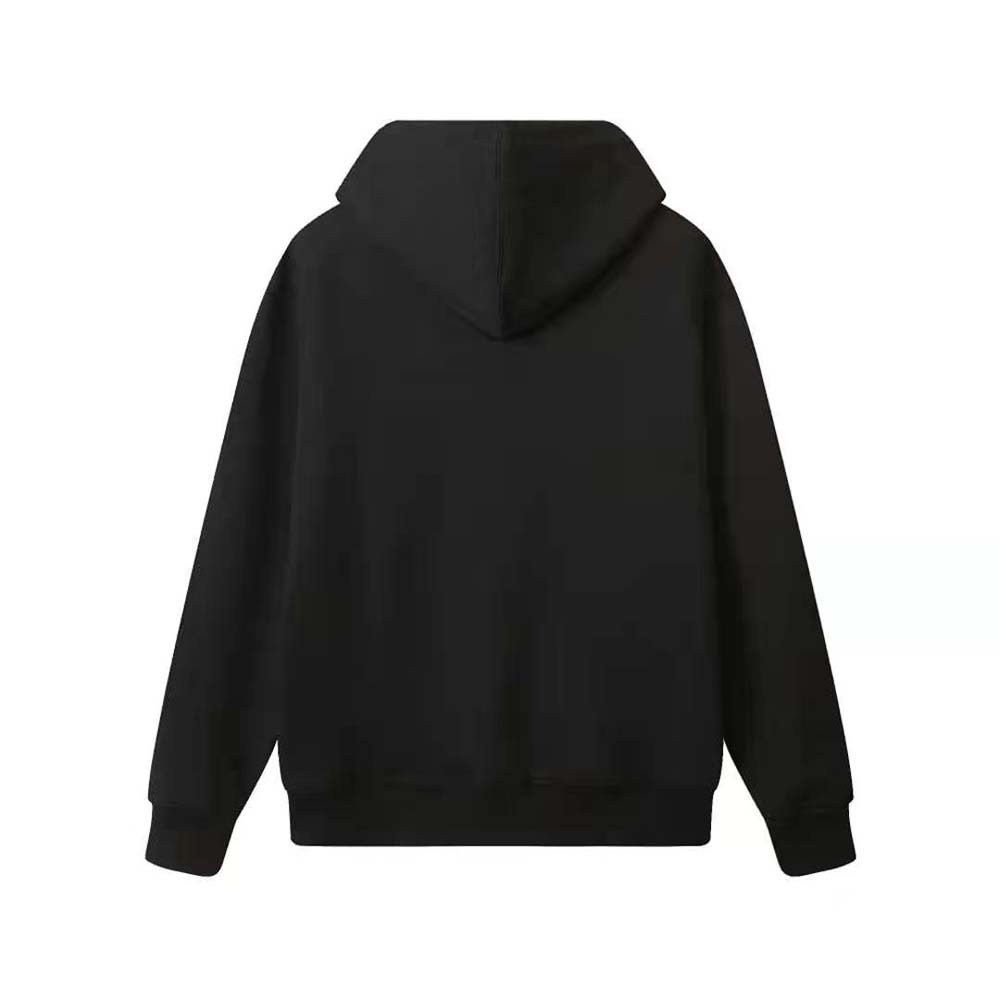 Side angle showing relaxed fit of Loewe Men hoodie in black