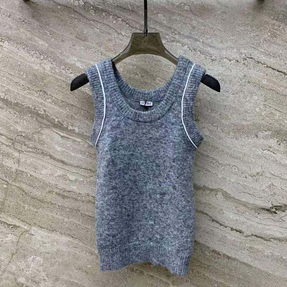 Close-up of fabric texture on Loewe Women Tank Top in Cashmere and Mohair