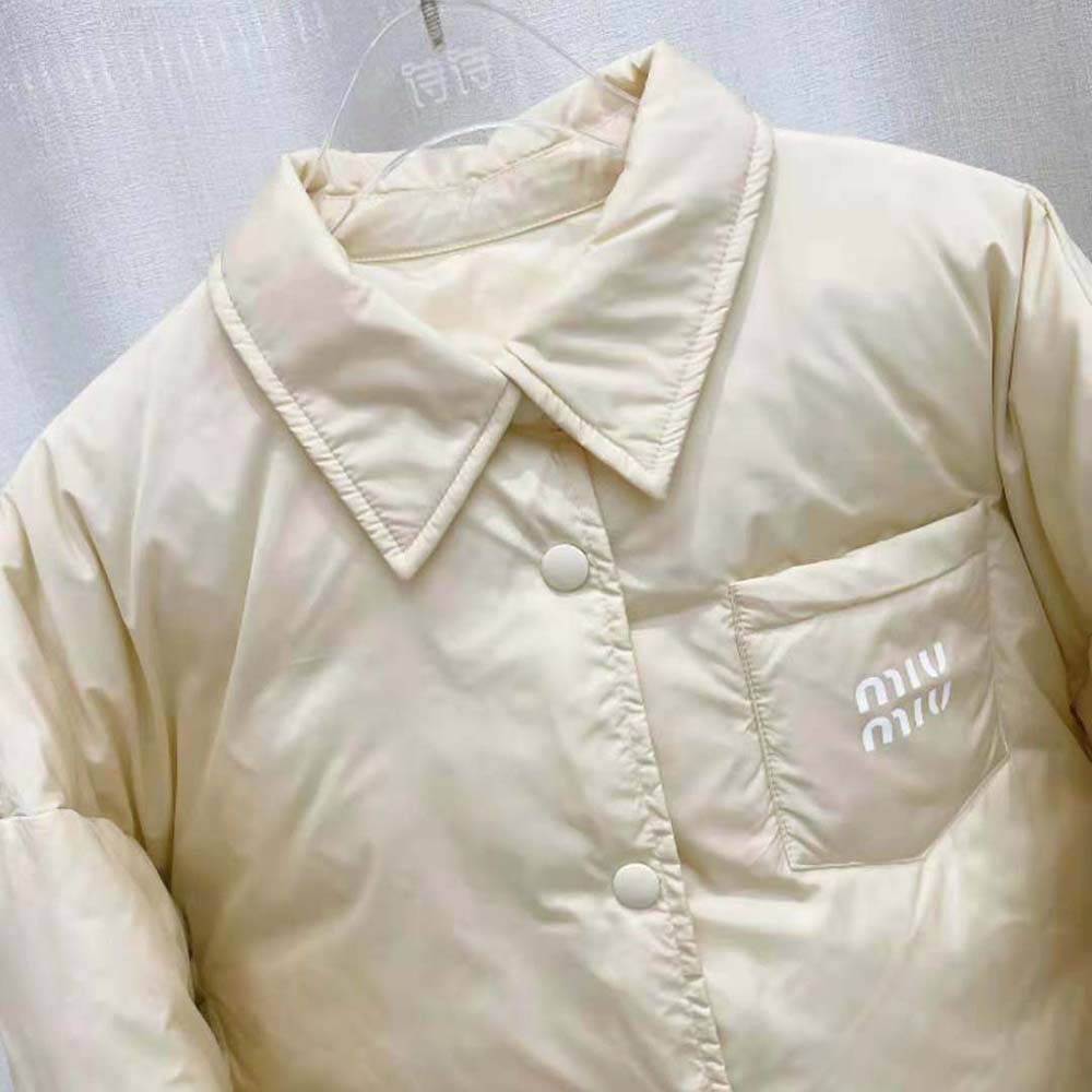 Miu Miu Women Cropped Technical Fabric Down Jacket - image 4
