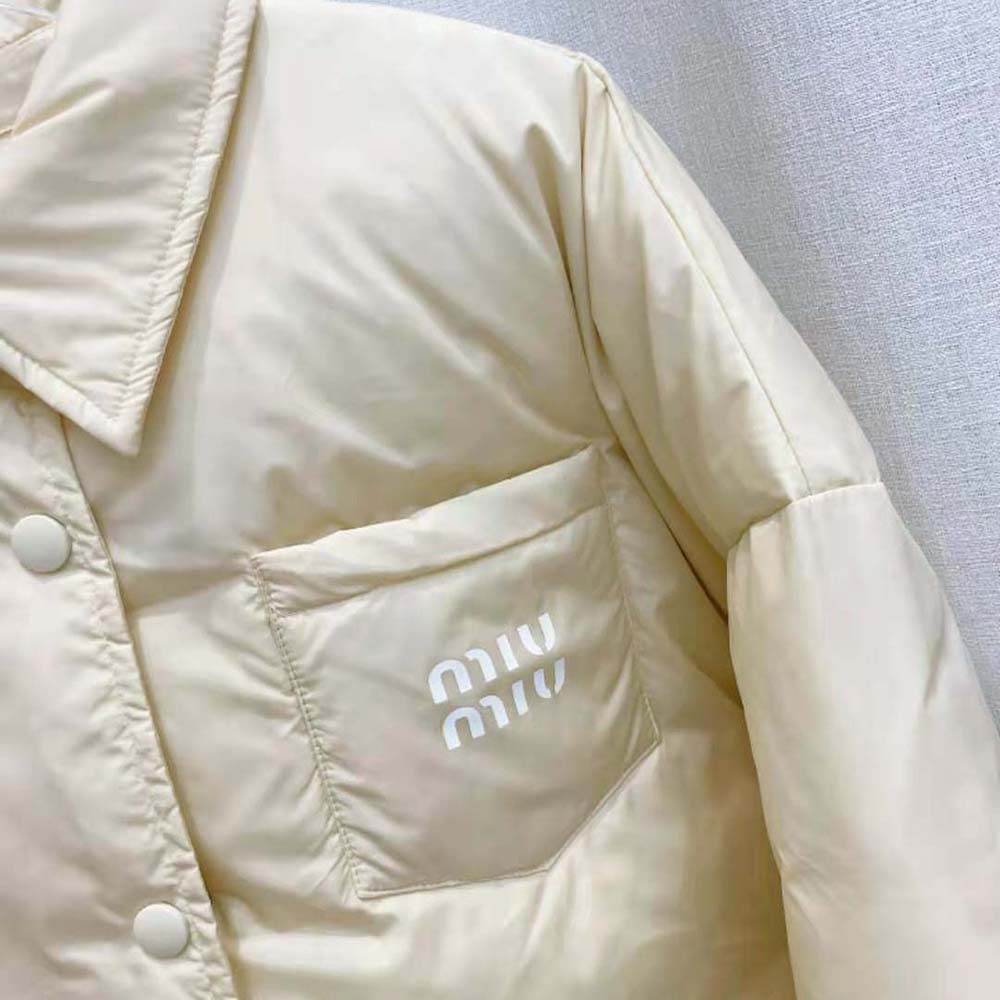 Miu Miu Women Cropped Technical Fabric Down Jacket - image 6