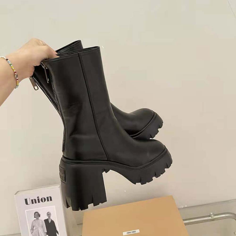 Miu Miu Women Leather Booties in EVA Sole with Logo - image 7