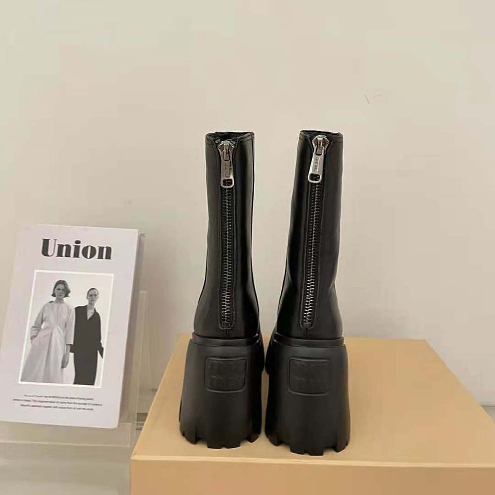 Miu Miu Women Leather Booties in EVA Sole with Logo - image 6