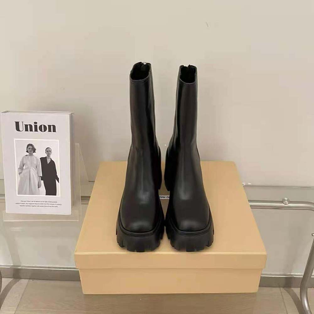 Miu Miu Women Leather Booties in EVA Sole with Logo - image 5