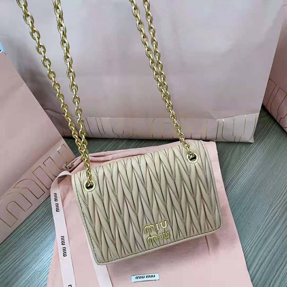 Miu Miu Women Matelassé Nappa Leather Mini-bag-Sandy - image 4