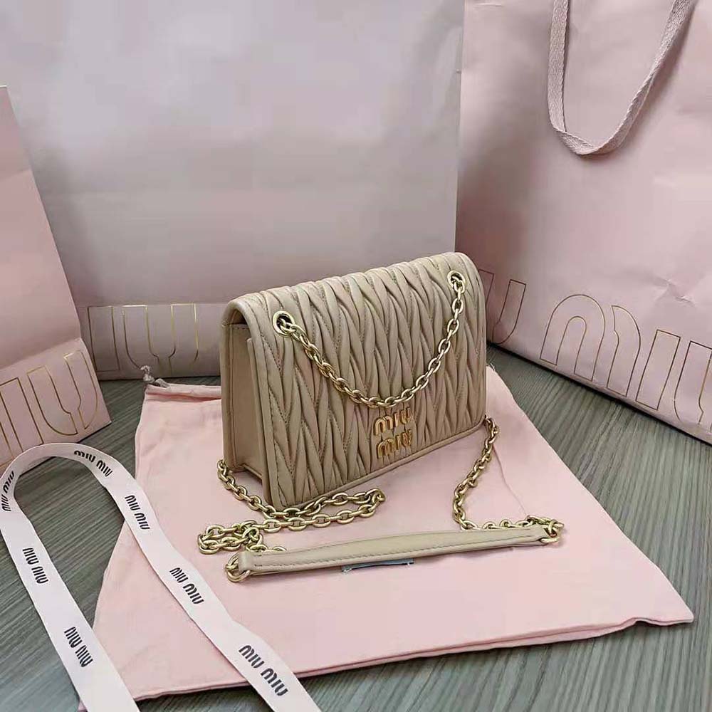 Miu Miu Women Matelassé Nappa Leather Mini-bag-Sandy - image 5