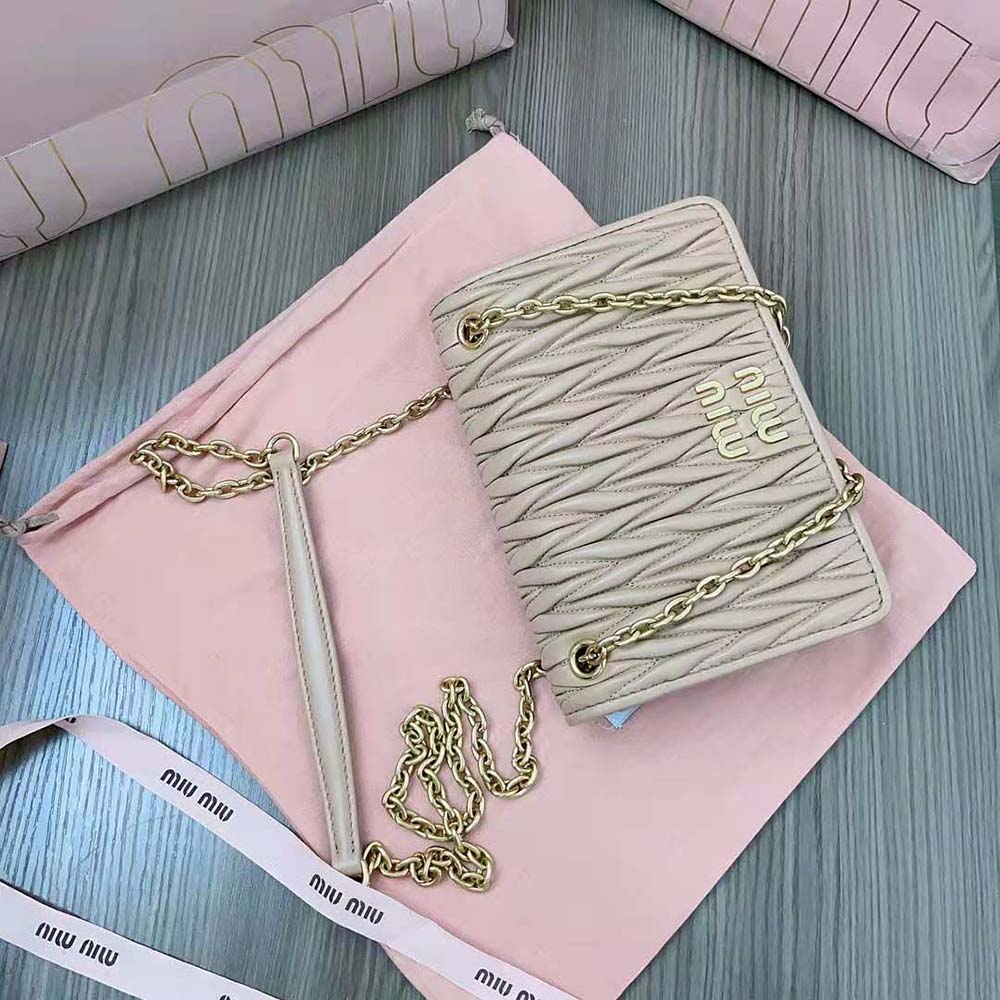 Miu Miu Women Matelassé Nappa Leather Mini-bag-Sandy - image 9