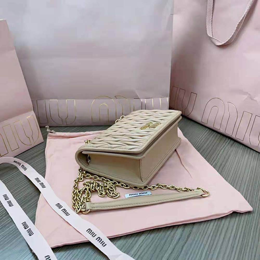 Miu Miu Women Matelassé Nappa Leather Mini-bag-Sandy - image 6