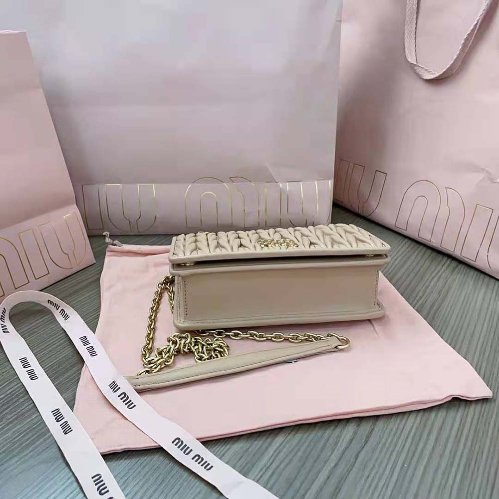 Miu Miu Women Matelassé Nappa Leather Mini-bag-Sandy - image 7