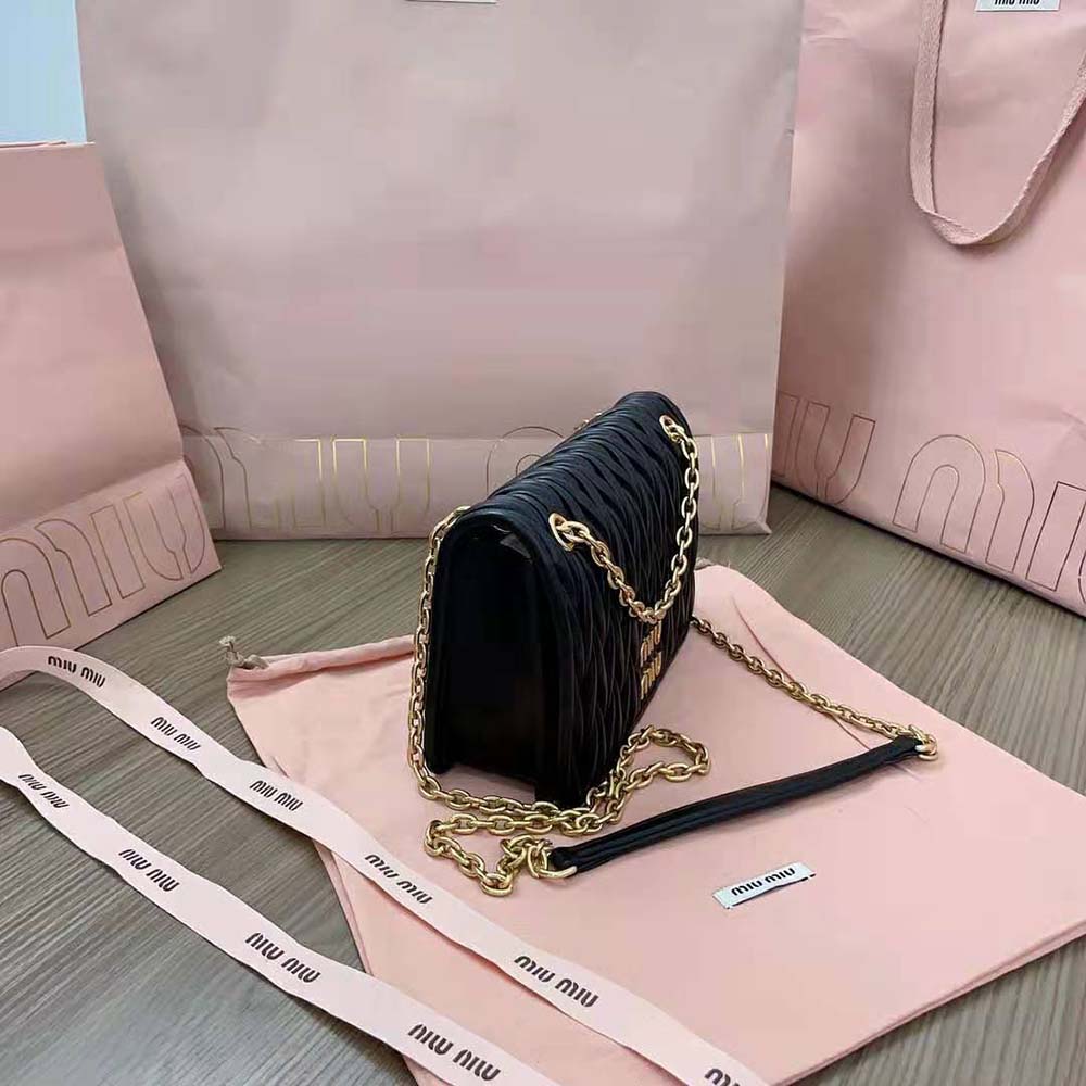 Miu Miu Women Matelassé Nappa Leather Mini-bag-Black - image 4